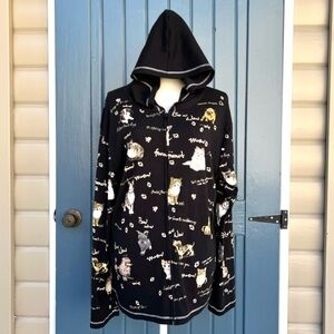 Cactus Unique Dogs and Cats Print Sweatshirt Women Size Large